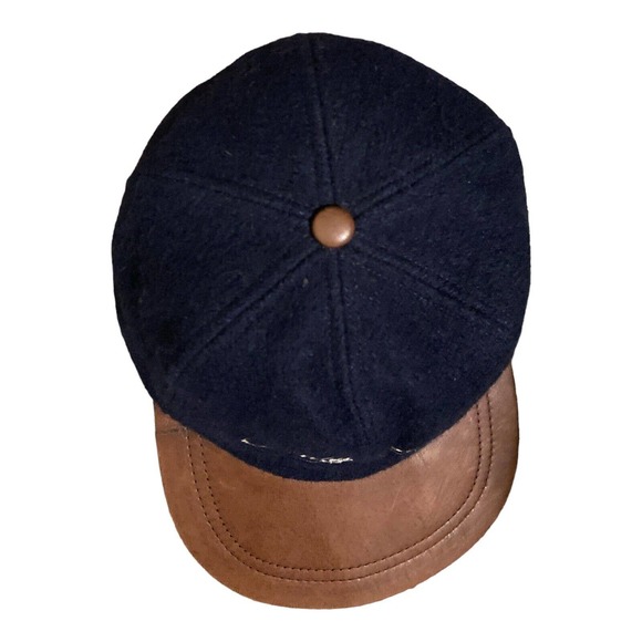 Vintage Wool Aureus Blue Hat Cap Deerskin Bill Size Large Made in USA Canterwood - Picture 3 of 5